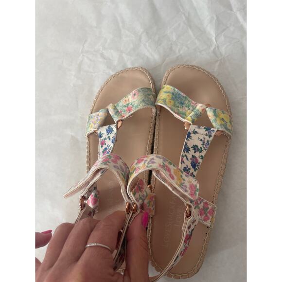 Love Shack Fancy Manebi Floral Open Toe Summer Sandal Size 38 Size 8 US - Picture 10 of 11